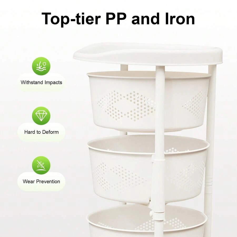 NEW Round Rotating Multi-Layer Kitchen Storage Shelf, Floor-Standing Fruit And