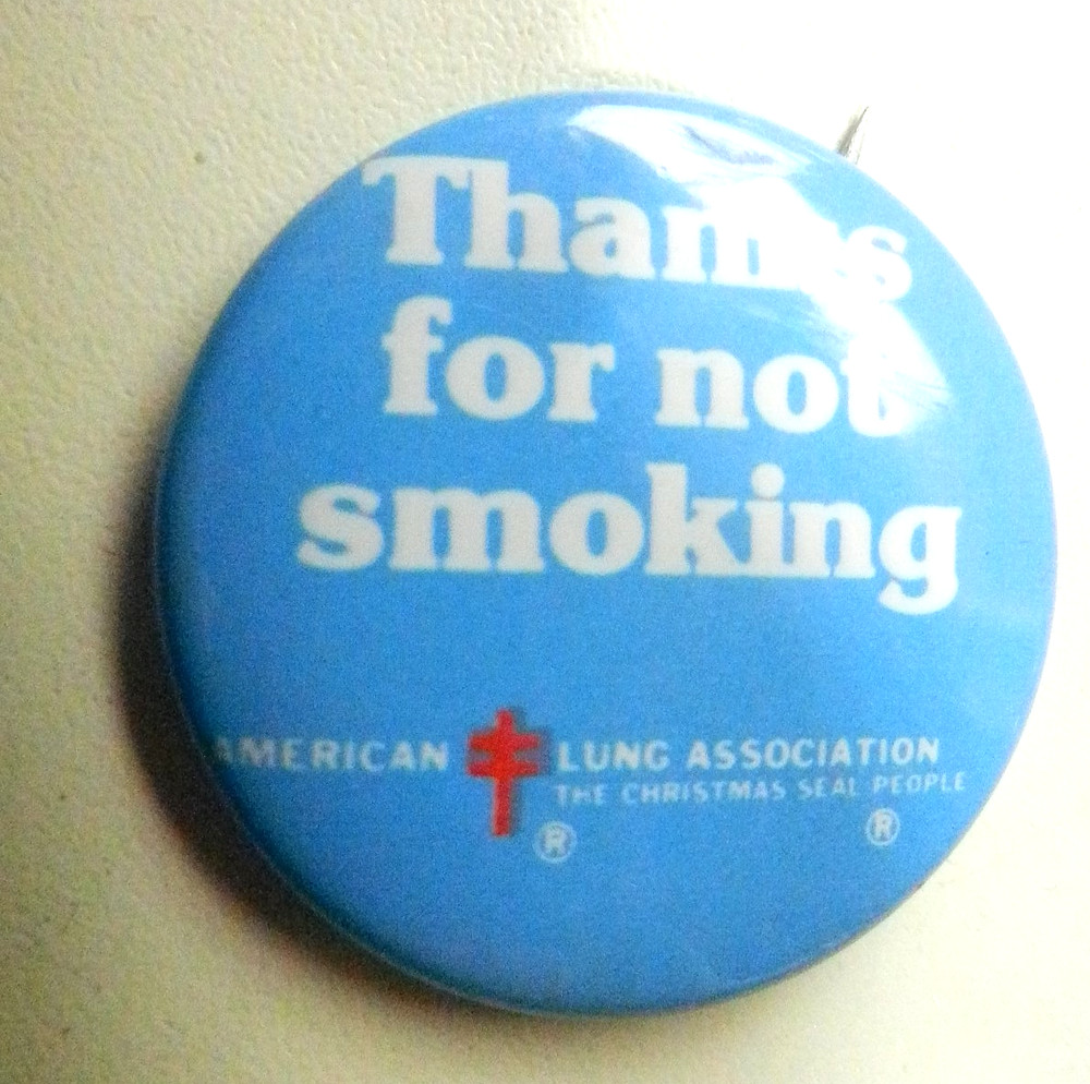 1988 Thanks For Not Smoking Button American Lung Association-MINT Condition