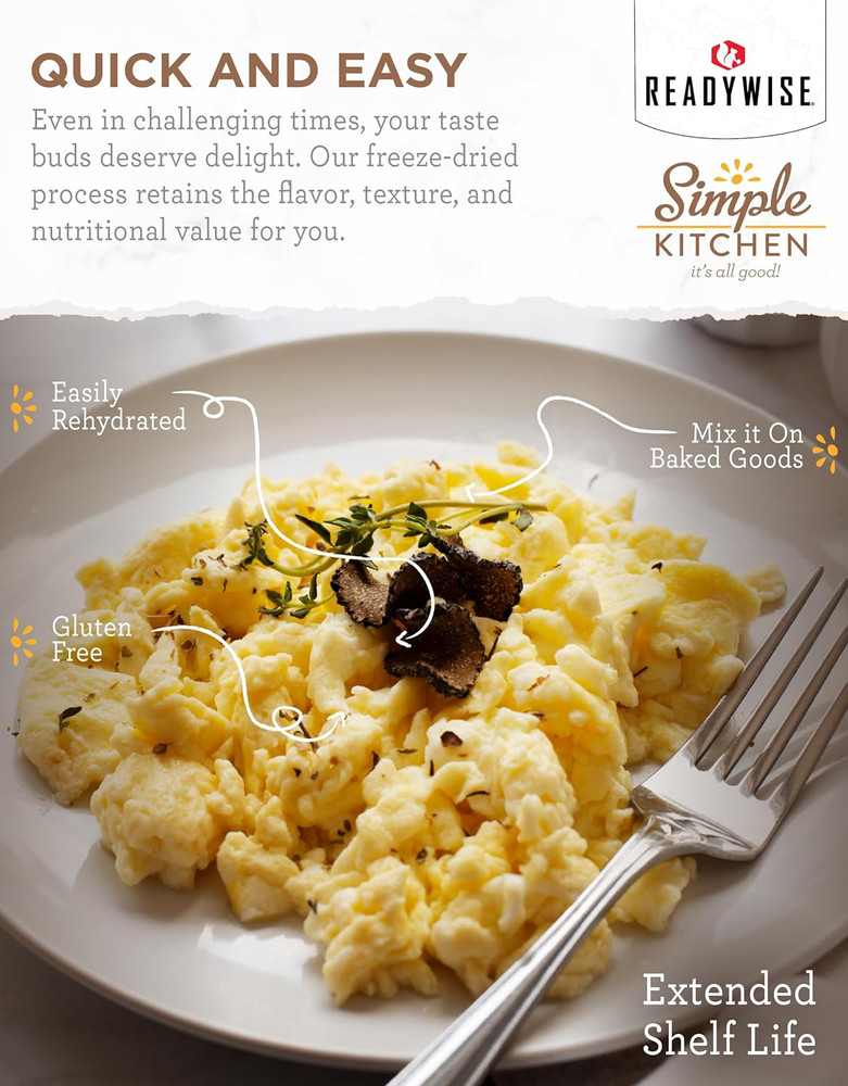ReadyWise Simple Kitchen Powdered Eggs, 72 Servings, Emergency Food