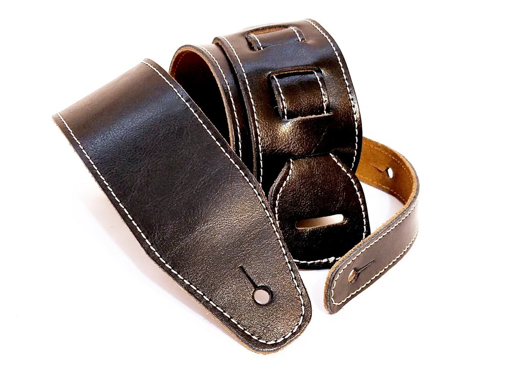 LEATHER GUITAR STRAP 2.5" WIDE, BLACK or BROWN