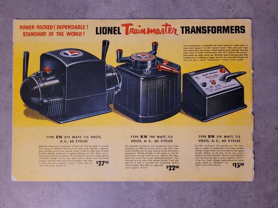 Lionel 1952 Catalog Excellent Condition Rare
