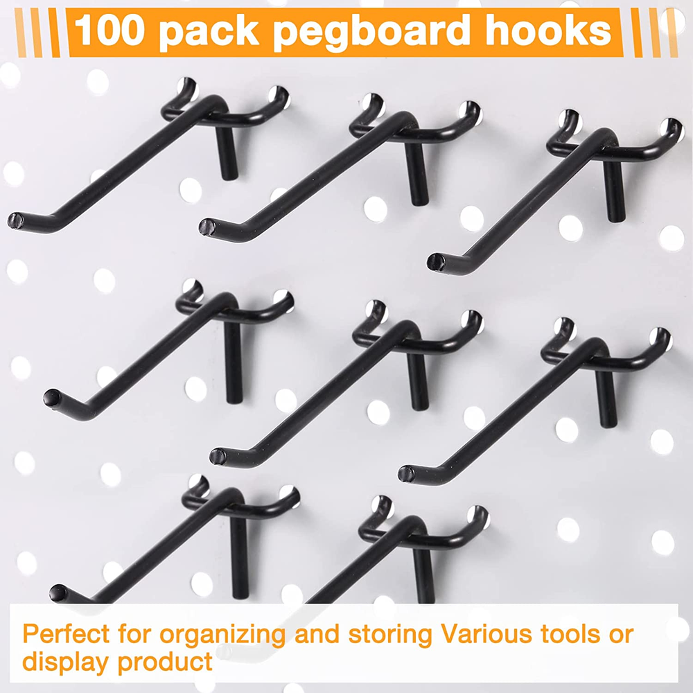 100 Pcs Peg Board Shelving Hooks Stainless Steel Pegboard Hook Pegboard Display