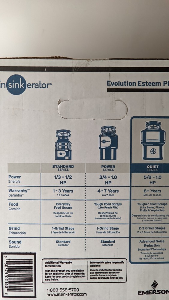 InSinkErator Evolution Esteem Plus 1HP Food Waste Garbage Disposer Disposal New