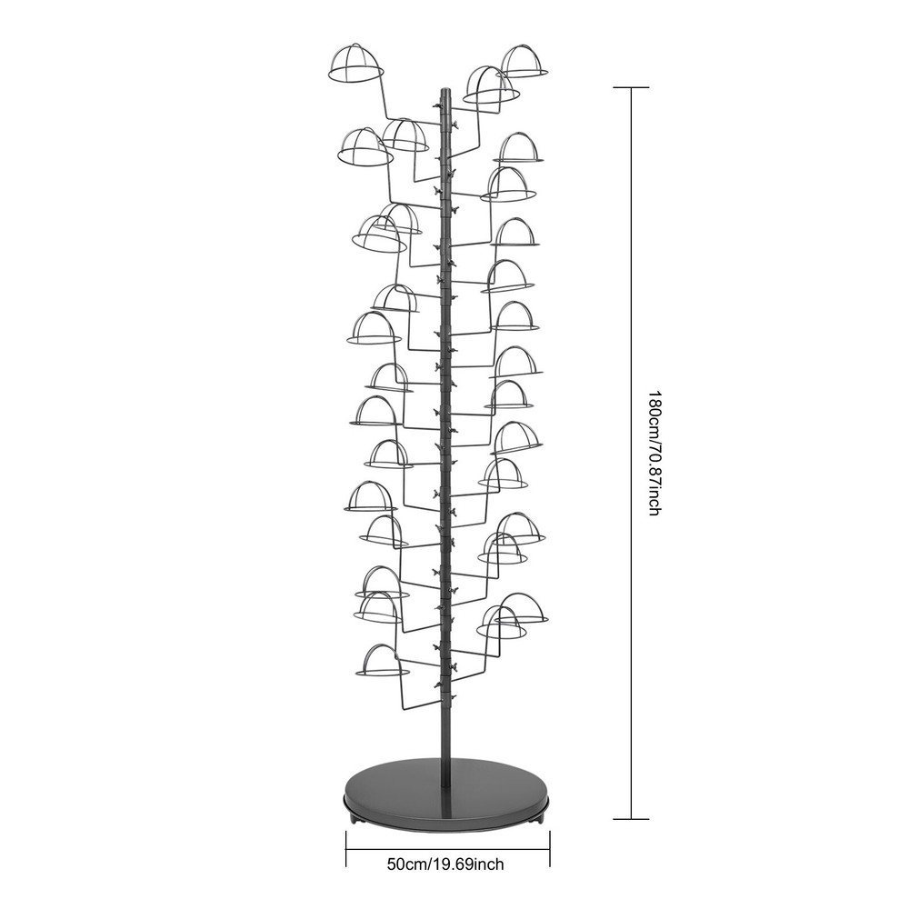 Freestanding Hat Rack Stand, Rolling Hats Display Rack, Hat Display Stand Black