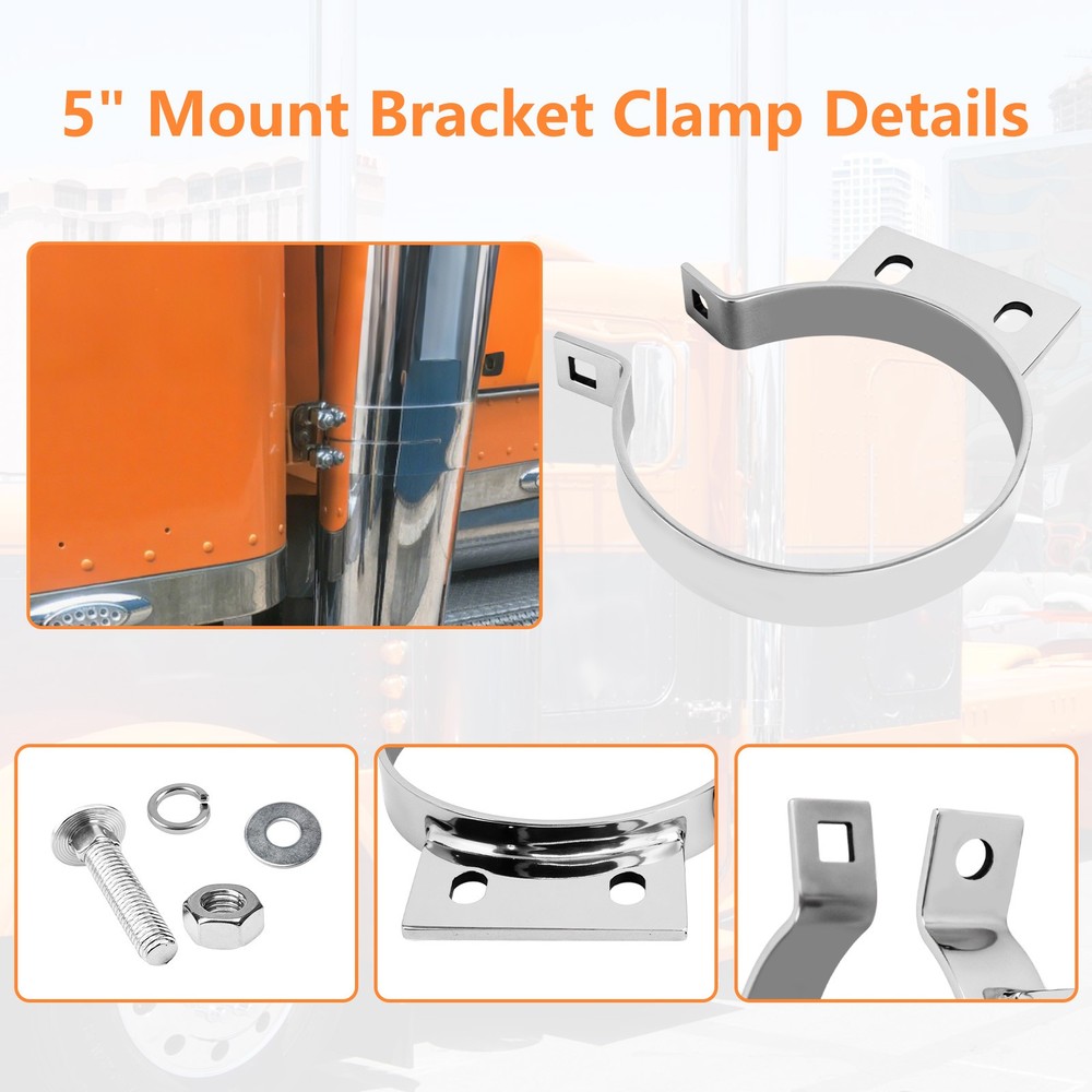 2PCS Peterbilt Exhaust Stack 5" Mount Bracket Clamp 379 359 1987-1993 10294