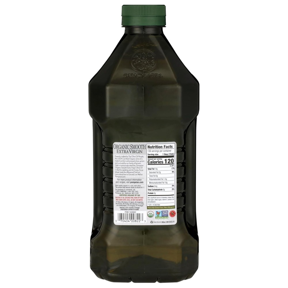 USDA Organic Smooth Extra Virgin Olive Oil, Contains Polyphenols, First Cold ...