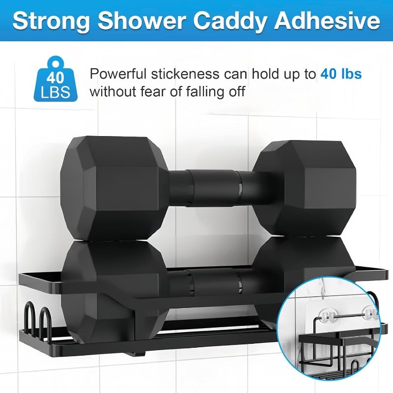 Strong Adhesive Hooks for Shower Caddy, (5 Pcs(Triple Hooks))