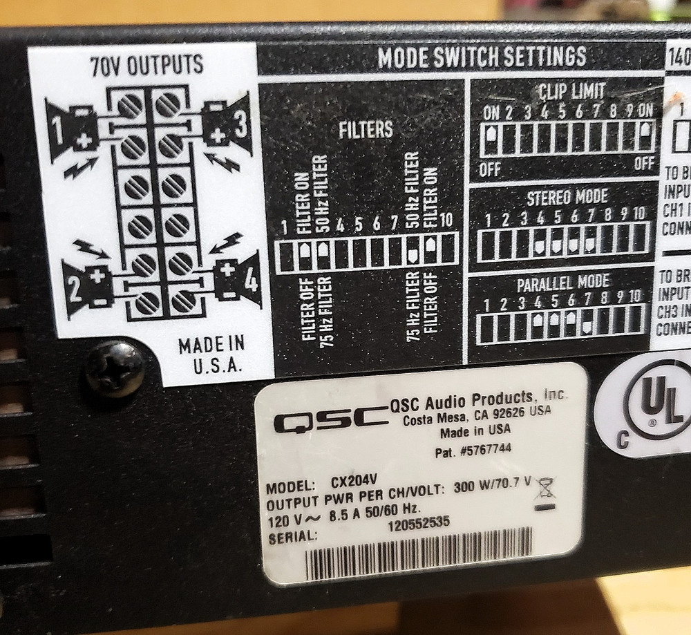 QSC CX-204V 4 channel power amp CX204V