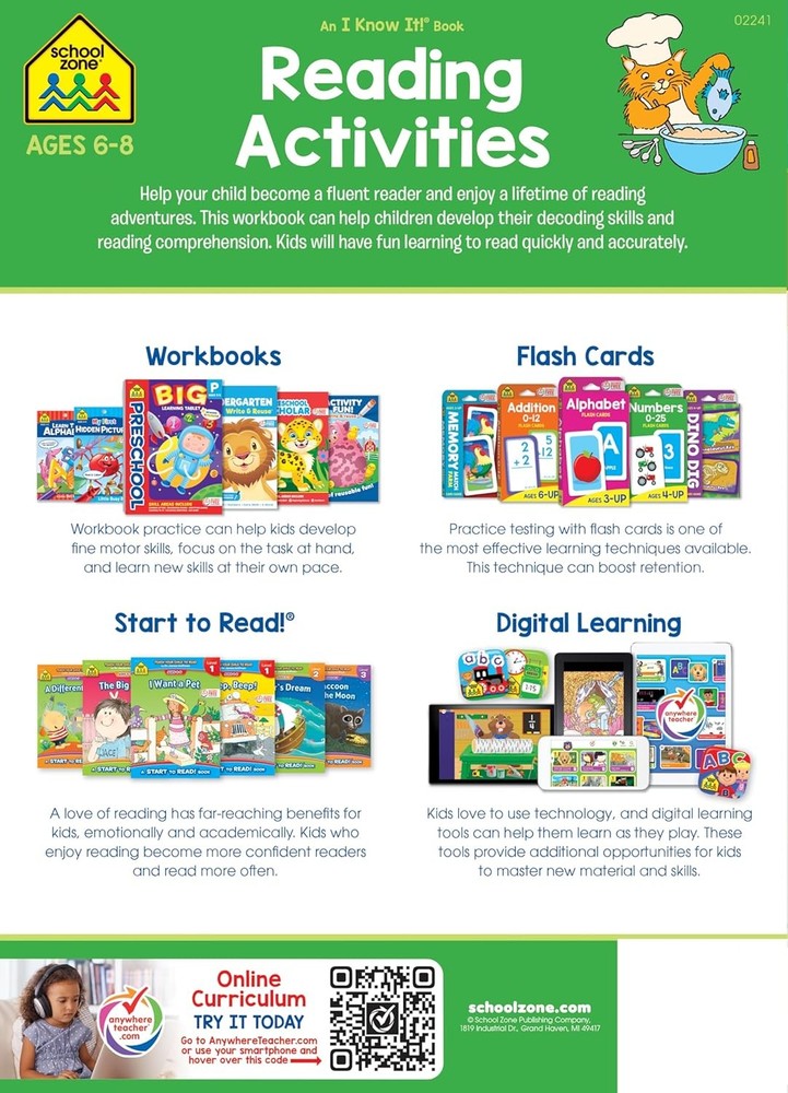 School Zone Reading Activities 1-2 Workbook - Paperback