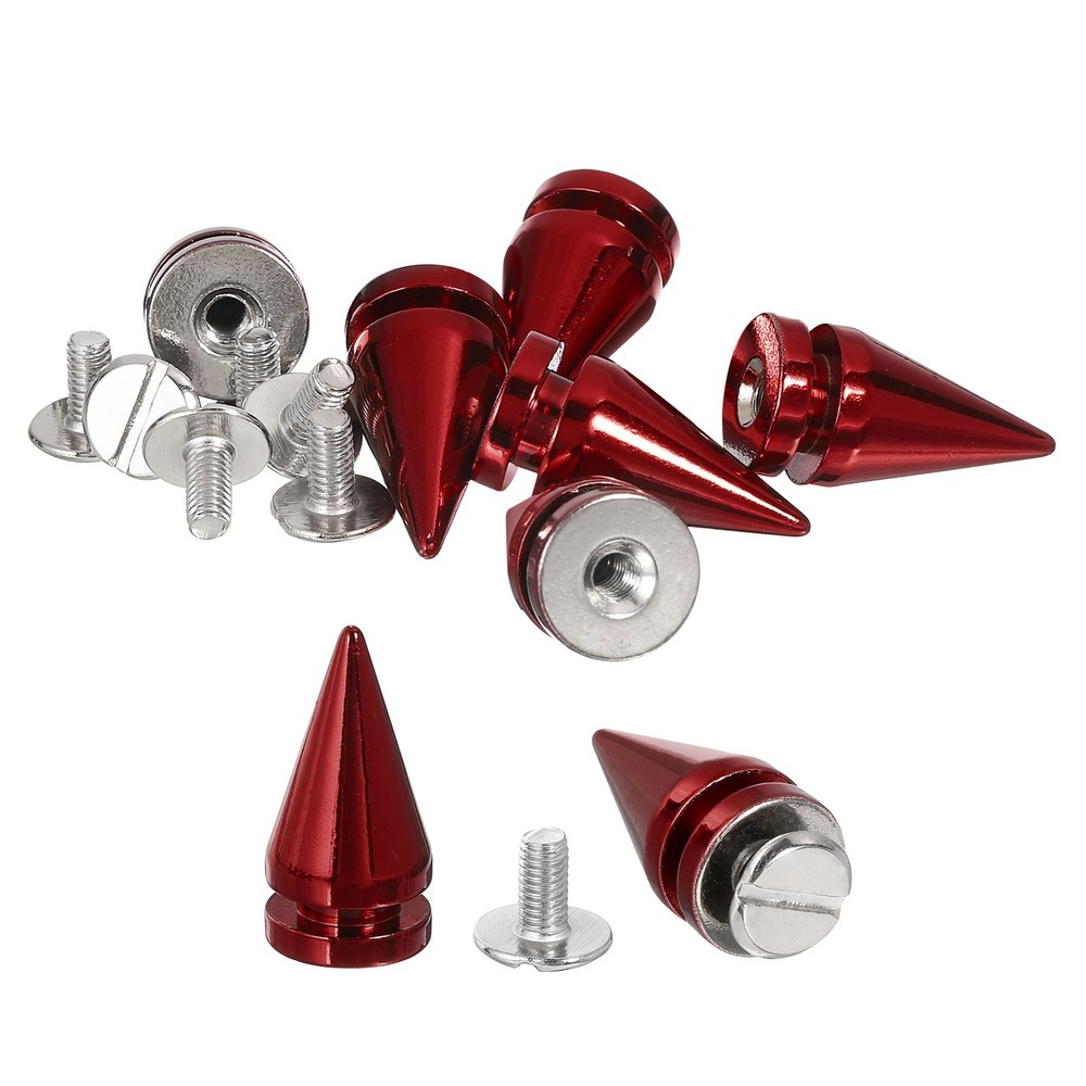 8Pcs Cone Spike Stud Rivet, 10x20mm Tree Studs and Spikes Bright Red