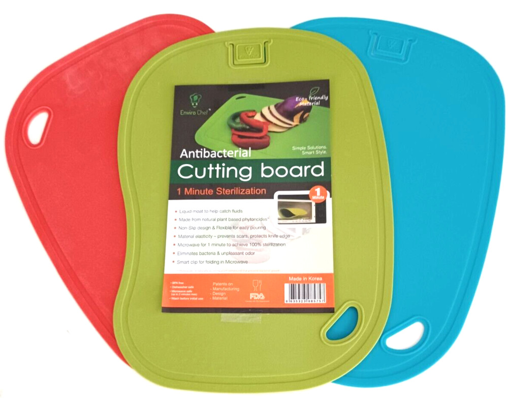 CUTTING BOARD MATS CHOPPING 3PC. PHYTONCIDE ANTIBACTERIAL BENDABLE MATERIAL
