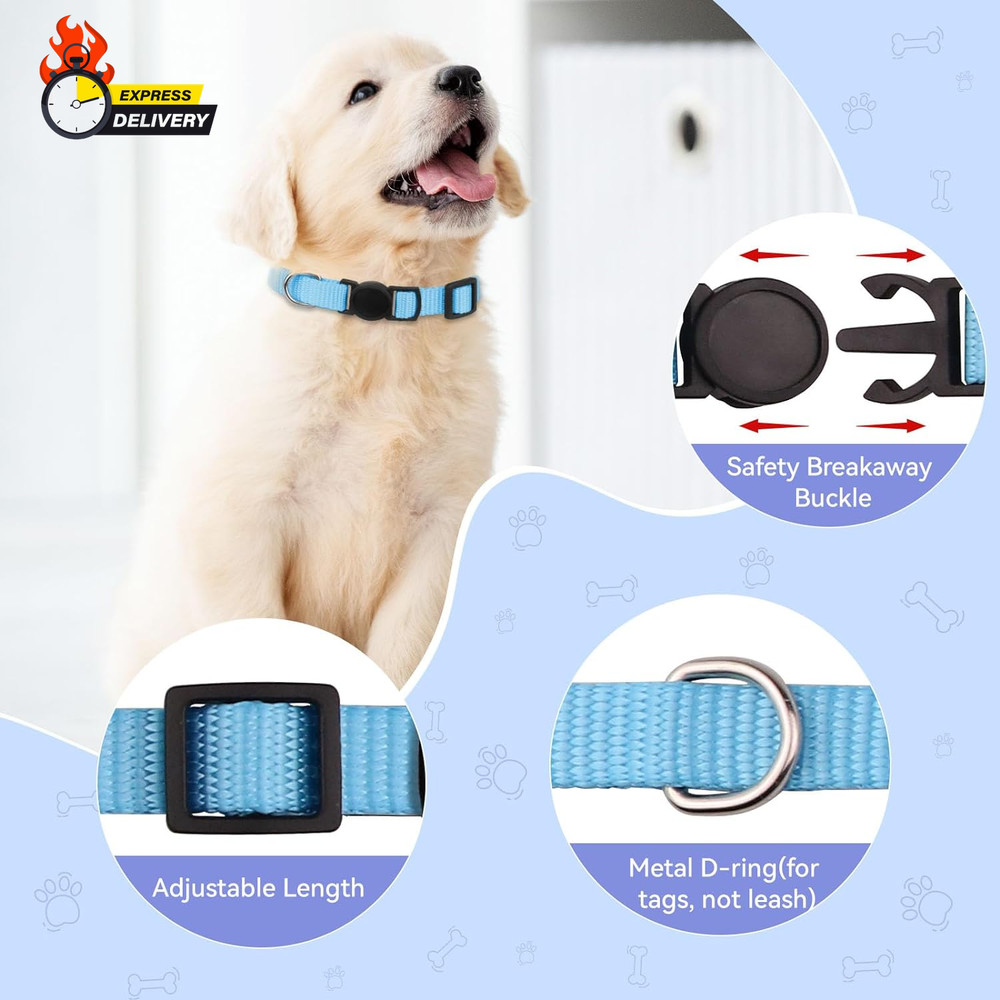 Puppy ID Collar Identification Soft Nylon Adjustable Breakaway Safety Whelping L
