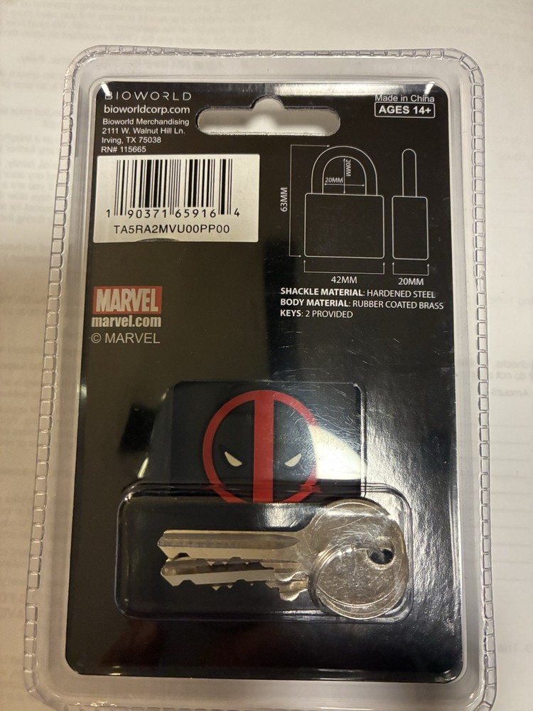Marvel Deadpool Key Lock🔐