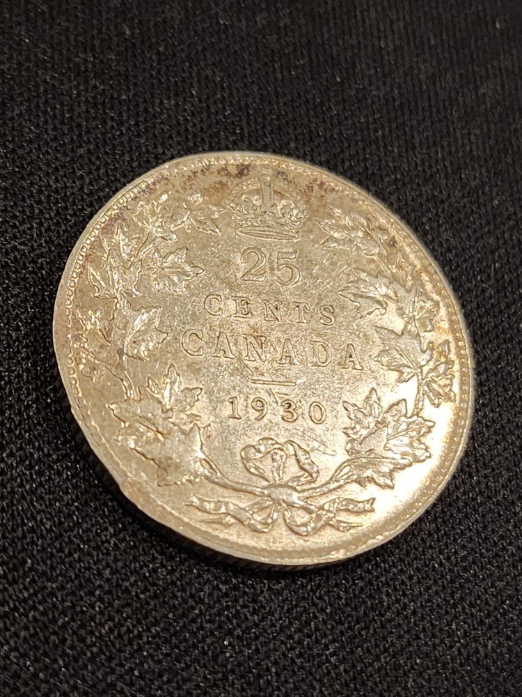 1930 Canada 25 Cents Silver Coin