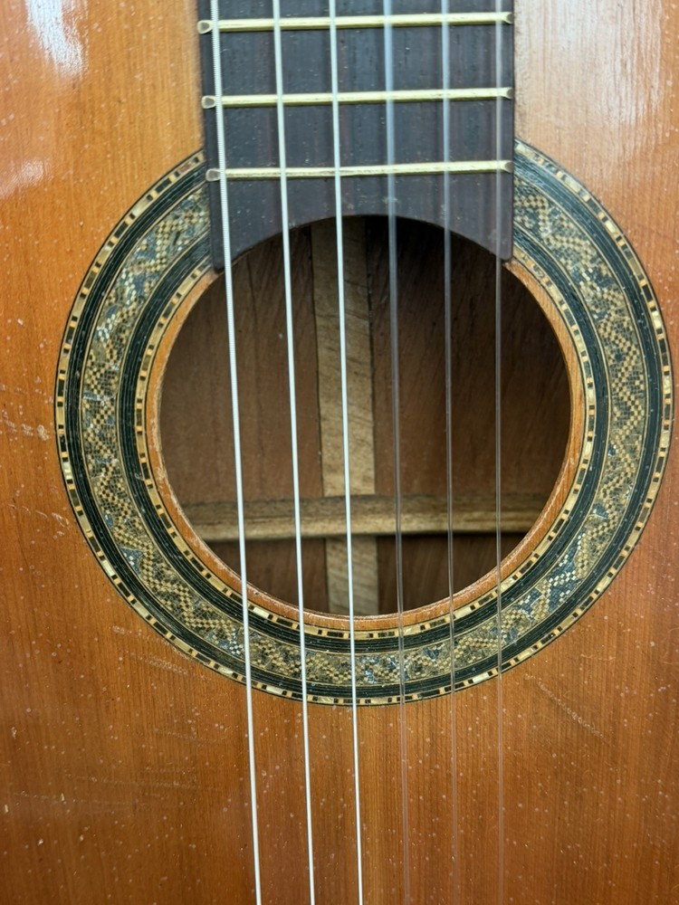 Vintage Handmade Classical Guitar 1/1 Custom Unique Inlay Music Note Case