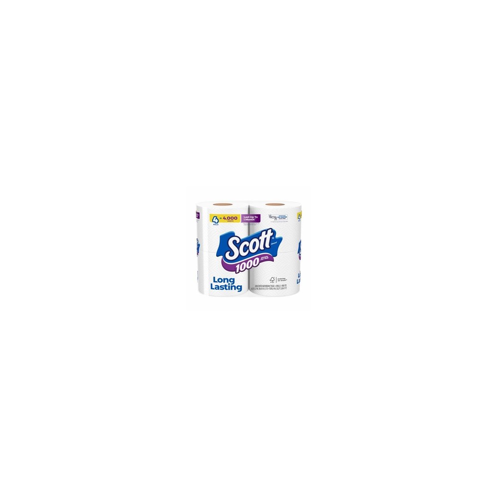 Scott 10183 Bath Tissue, 1-Ply, White, 1000 Sheets - Quantity 12