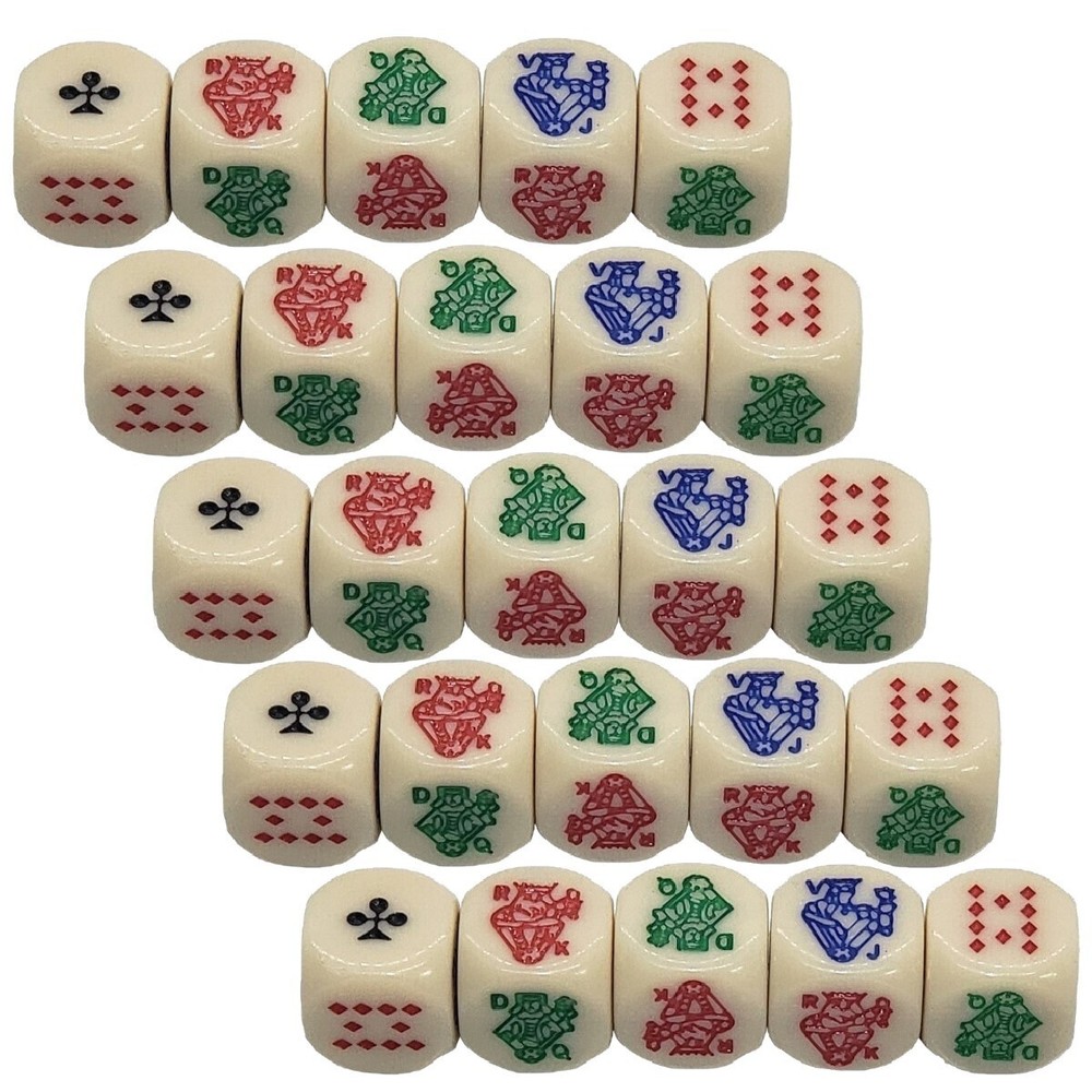 (25) 16mm Poker Dice Ivory Tone Rounded Corners Bundle New