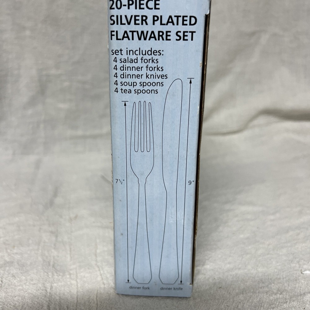 VTG. 20-PC. SILVER PLATED FLATWARE SET 4-PLACE SETTINGS REGENT SQUARE SEALED