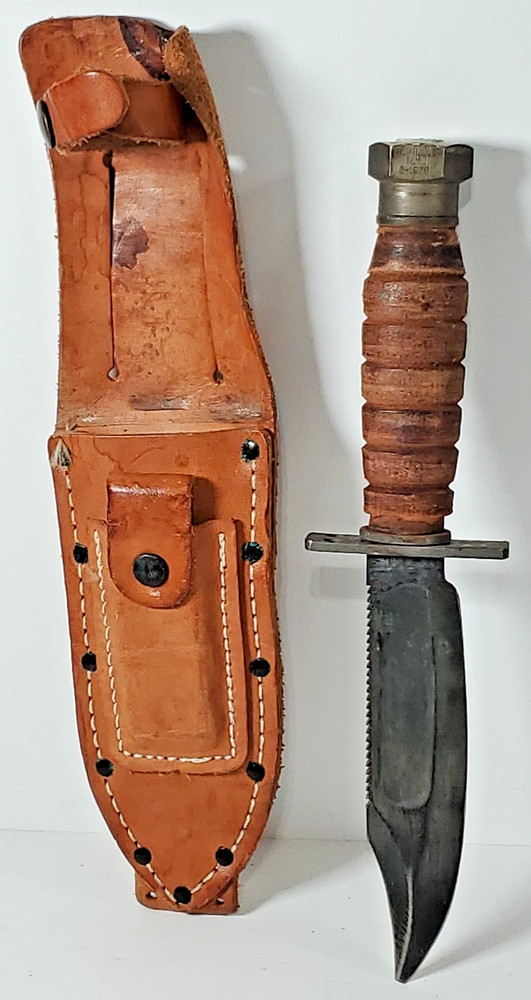 Camillus 2-1976 Pilot Survival Knife 9 1/2Fixed Blade READ Tip Broken w/ Sheath