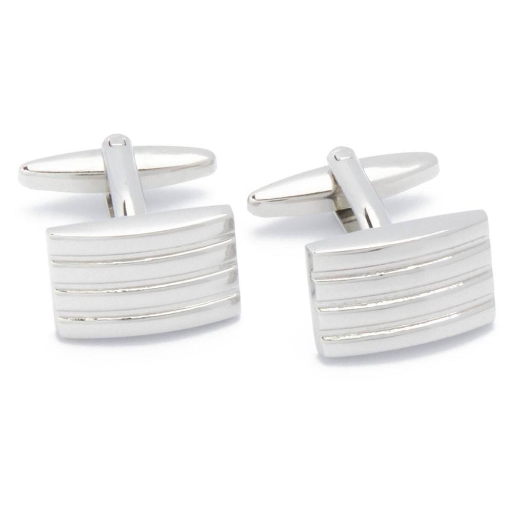 Cufflinks - Beams Silver Rectangular
