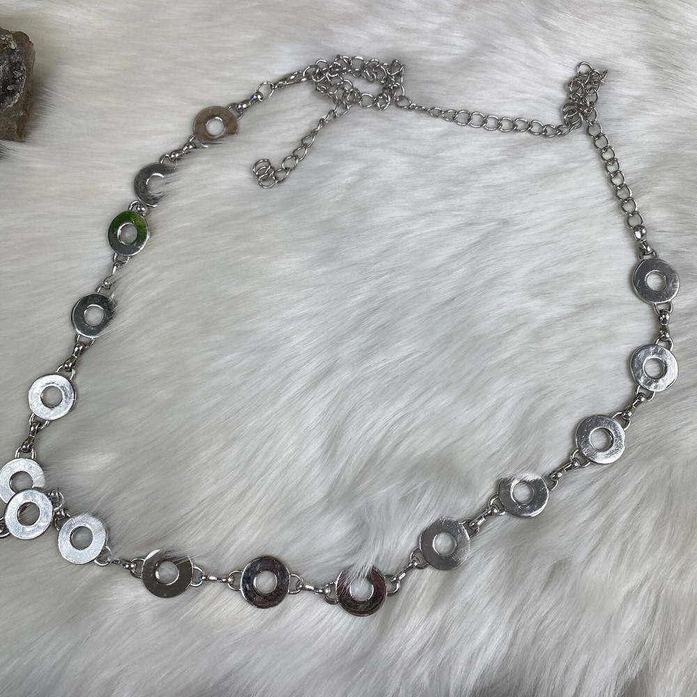 Silver Tone Circle Disc Mod Gogo Loop Belt 45"