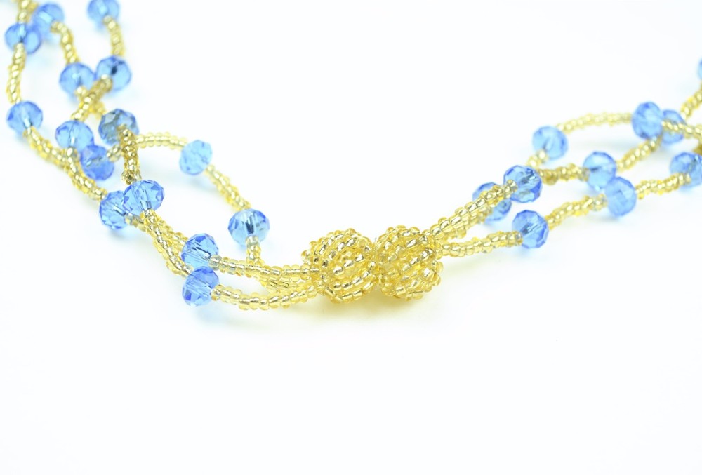 Three Layers Braided Seed Beads Crystal Necklace LANYARD key chain