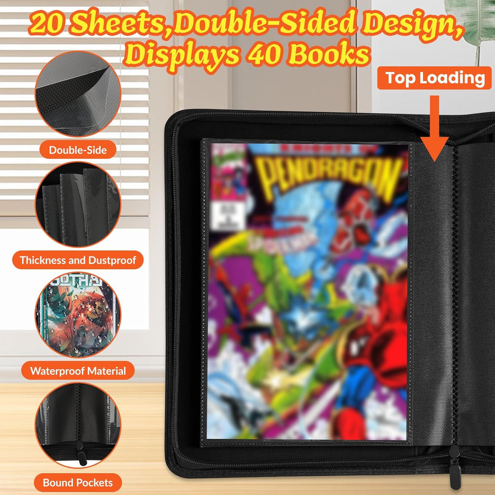 Comic Book Binder,40 Pockets Storage Album for black