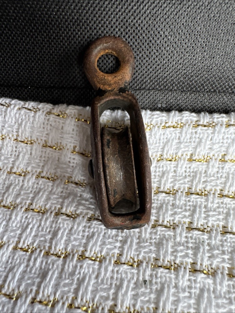 Antique Block Pulley Small 2.5 Inches Rustic Cast Iron - Possible Flag Pole