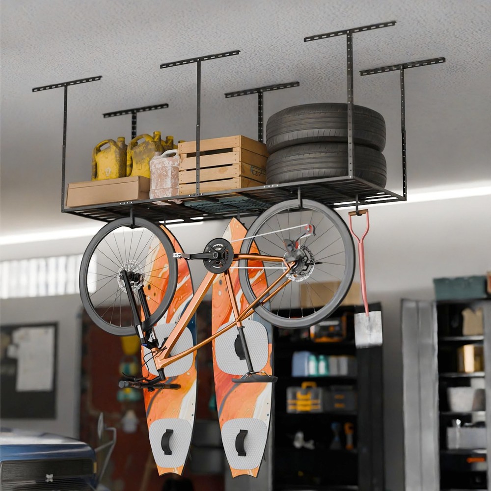 Heavy-Duty 4-Pack Overhead Garage Ceiling Storage Hooks, Add-On Storage Flat ...