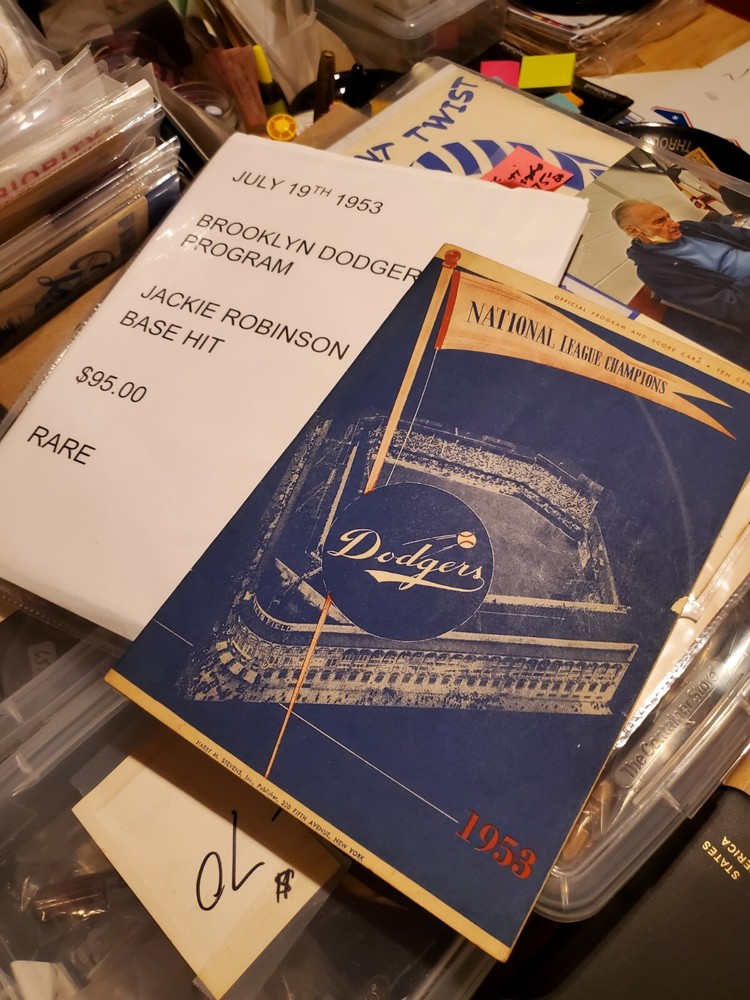 1953 Brooklyn Dodgers Program Jackie Robinson Base Hit Rare Vintage