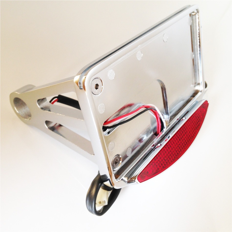 Side Mounted License Plate Assembly Chrome Led Tail Brake Light