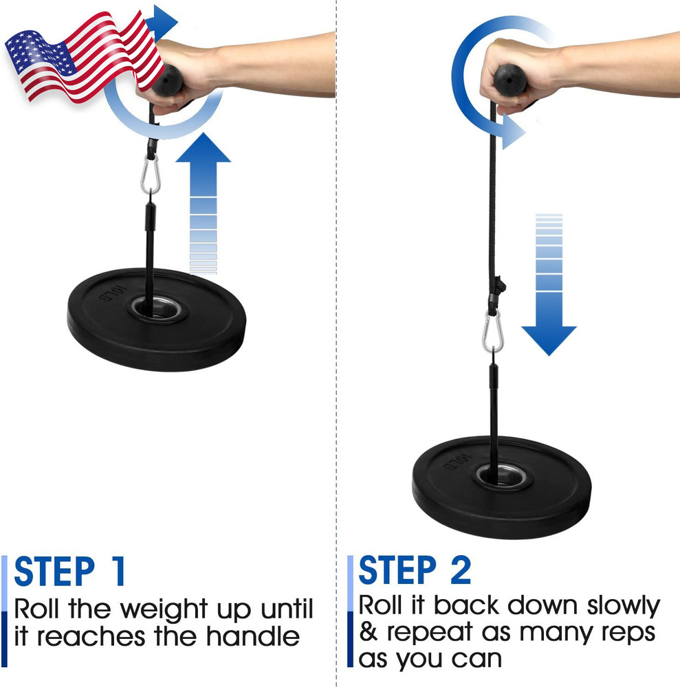Wrist & Forearm Roller for Workout Training Standard Olympic Plates FREE SHIP