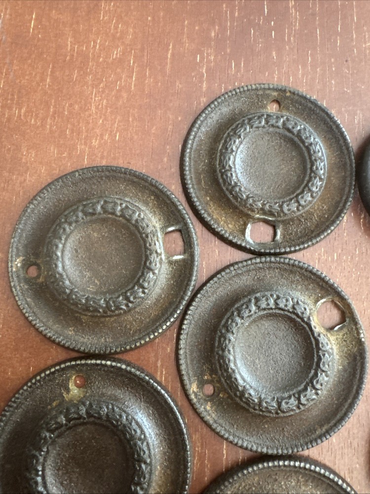 Lot of 7 Vtg Drawer Reclaimed Pulls Covers Hardware