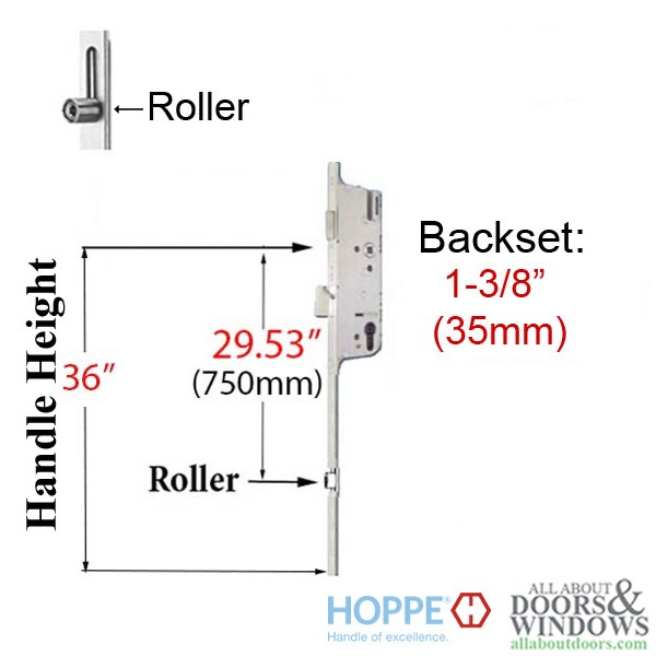 16mm Manual Gear, 35/92, Roller @ 29.53", 1" Deadbolt Throw