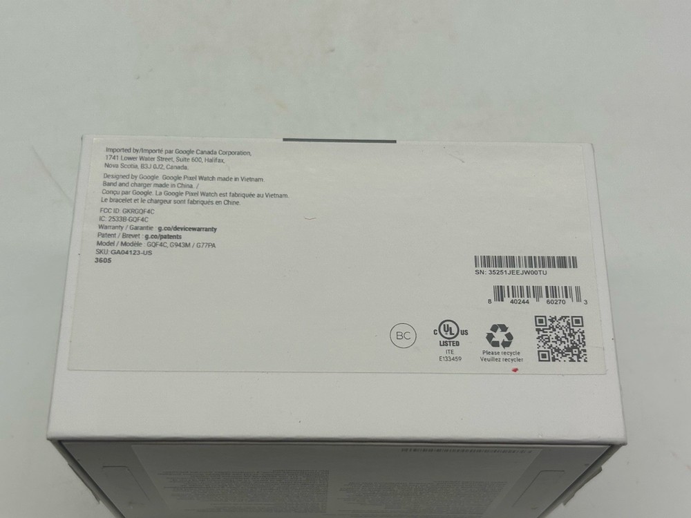 Google Pixel Watch Model GQF4C Empty Box ONLY