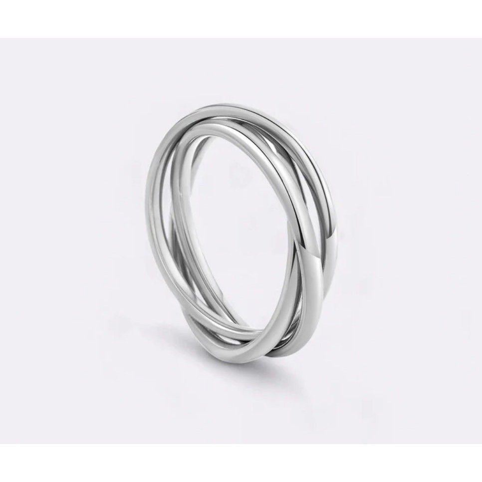 new Mint & Lily silver size 5 Dainty rolling interlocking fidget ring A3 2976