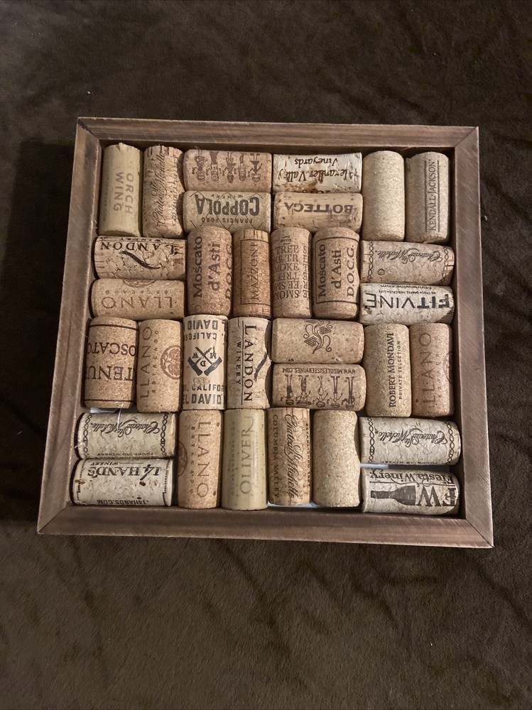 Framed Wine Corks Table Or Wall Home Decor  8x8
