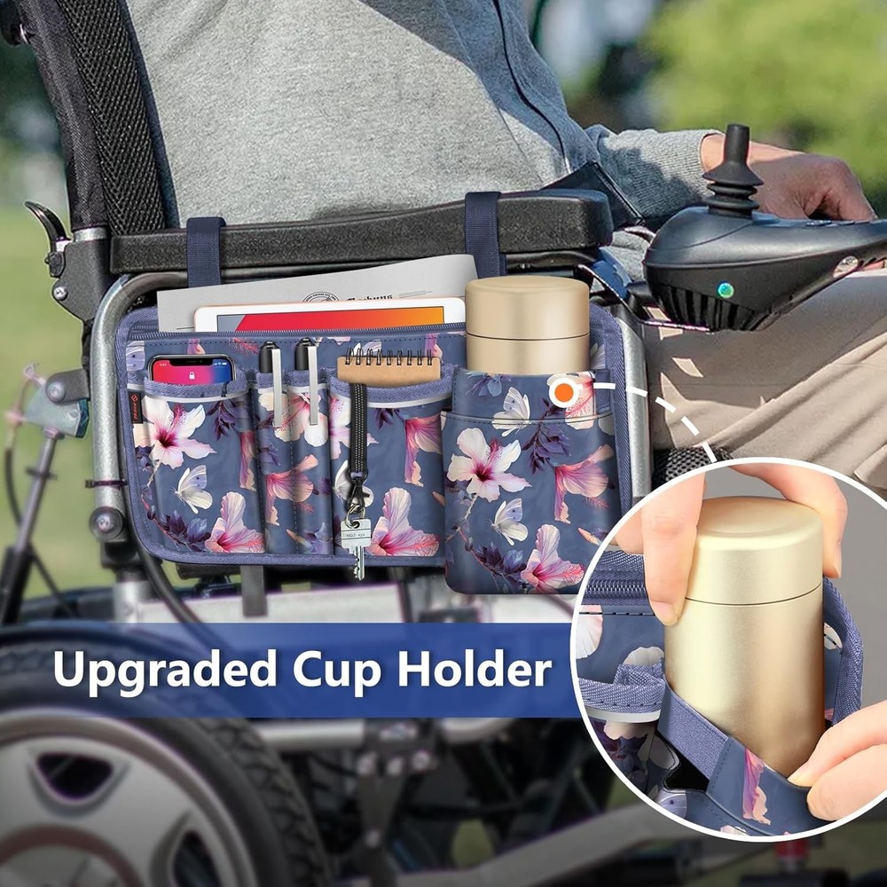 Seniors’ Reflective Wheelchair Bag with Adjustable Straps & Multiple Pockets