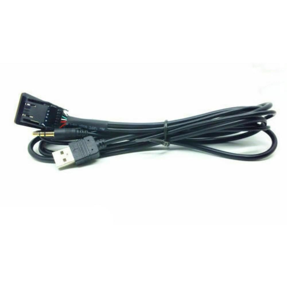 Audio USB 3.5mm AUX Adapter Dash Flush Mount Panel With 1.5M Cable for Car Boat