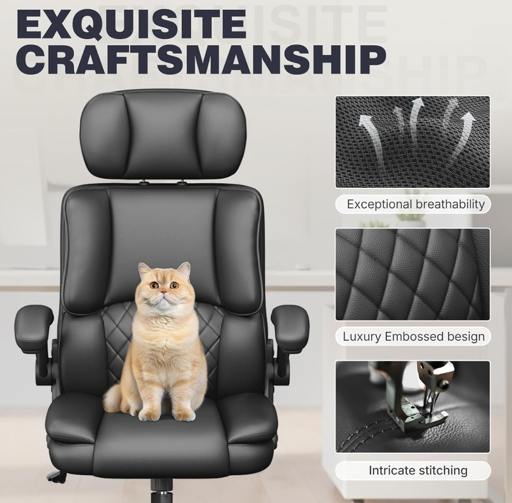 Executive Office Ergonomic Chair, Computer Chair with Adjustable Headrest,PU...