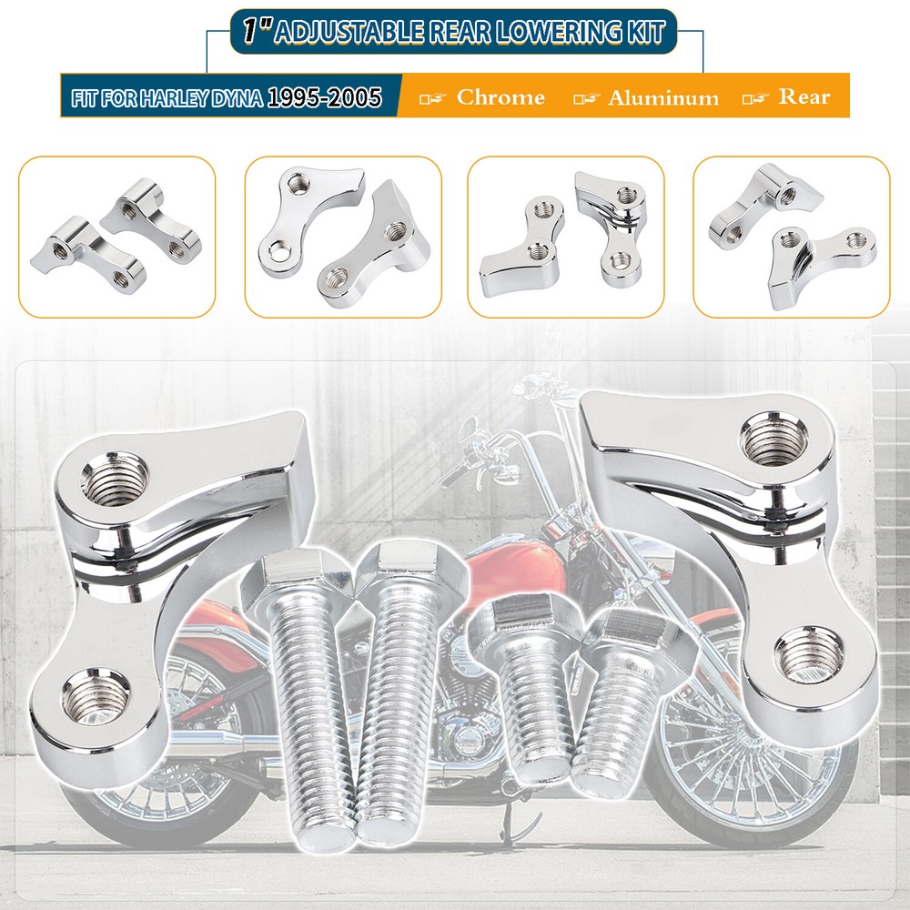 Chrome 1" Adjustable Lowering Kit For Harley Dyna Super Glide FXD FXDWG 95-05