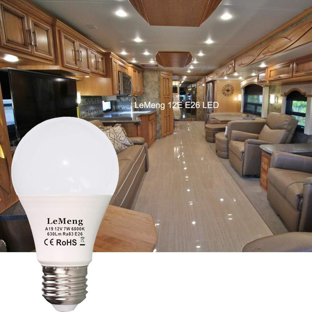 12V LED Light Bulb 7W 630Lm Low Voltage E26 Base (6000K Daylight White) AC/DC 12