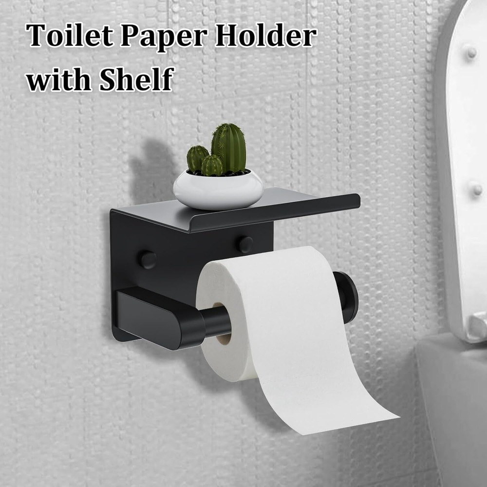 Matte Black Bathroom Hardware Set 5-Piece Towel Bar