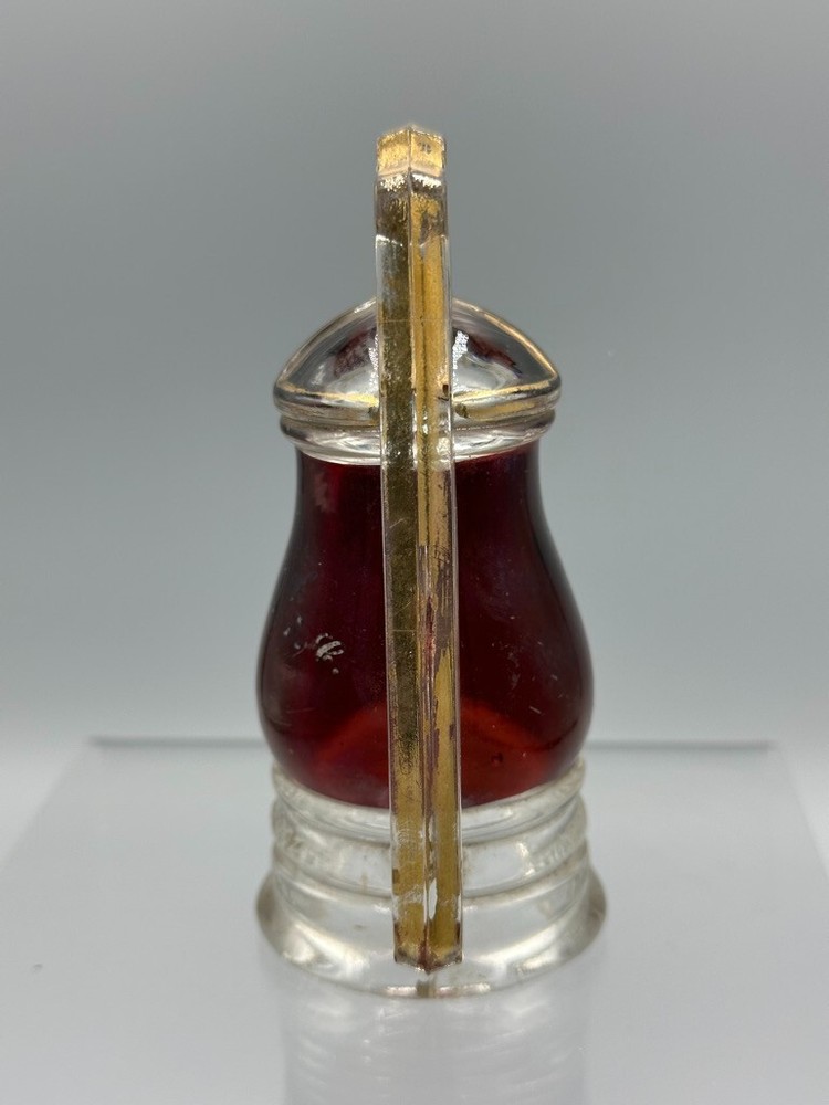 1909 WEST Bros BARN LANTERN Ruby Flash Glass CANDY CONTAINER Antique A&E 427
