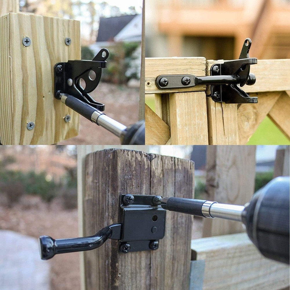 4.7in Heavy Duty Gravity Self-Locking Gate Latch with Easy Installation - Black
