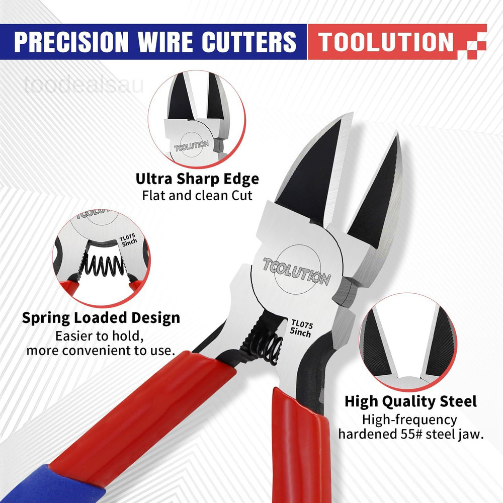 5" Small Wire Cutters - 5 Pack Side Cutter for 5 Pack, Blue and Red