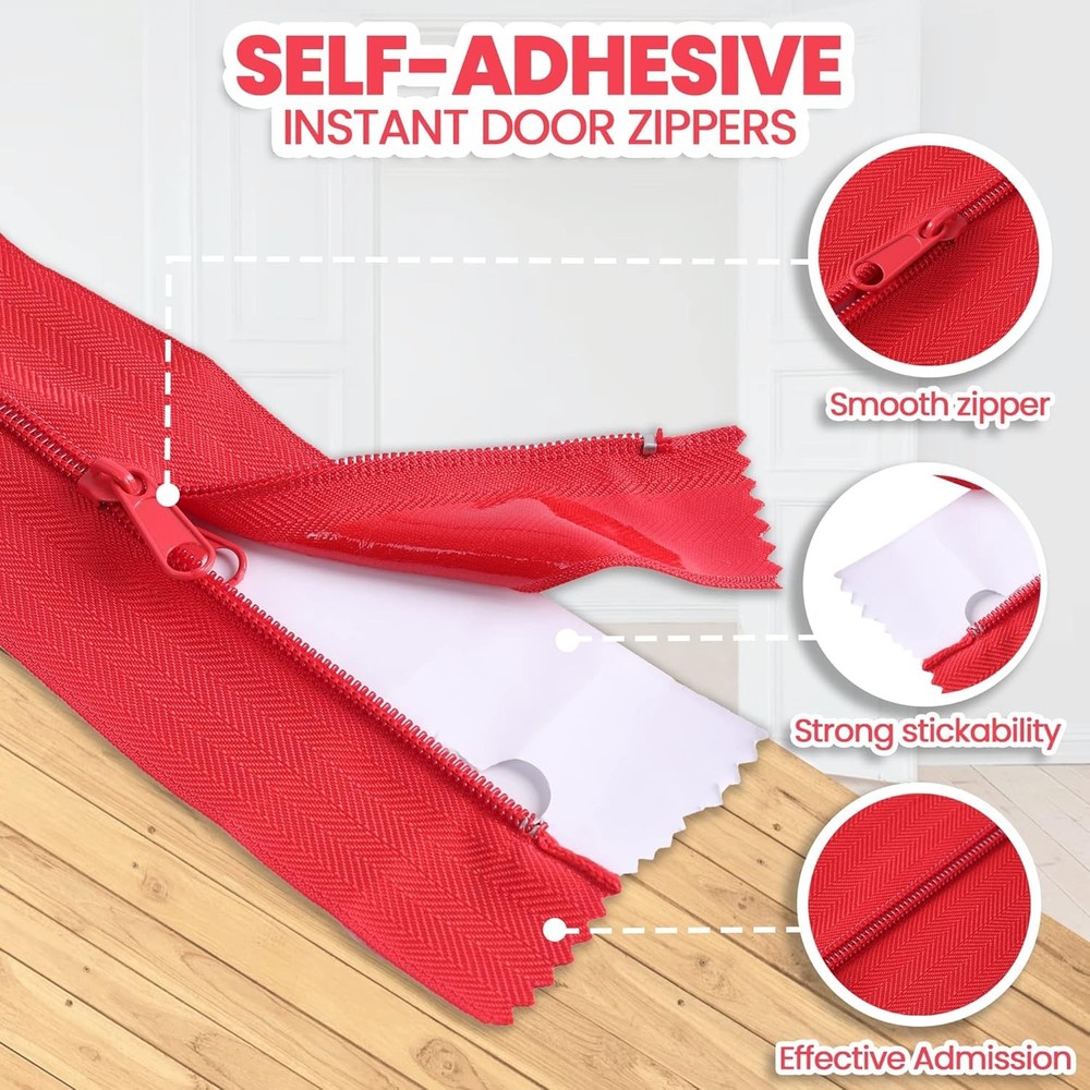 (12-Pack) Heavy-Duty Dust Zippers - Dust Protector System Self-Adhesive Instant