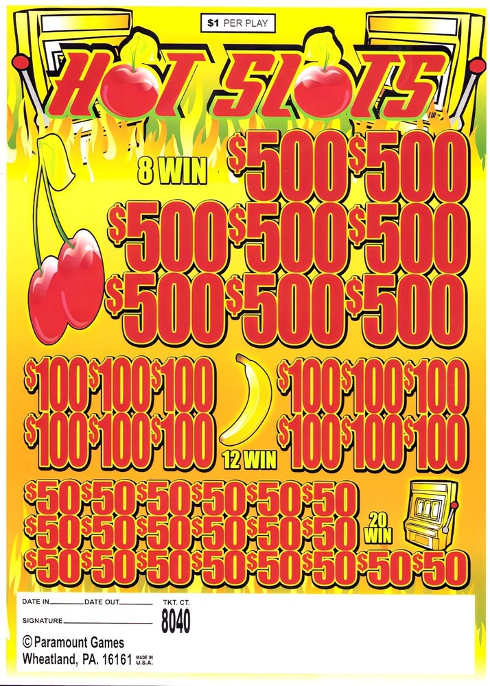 Pull Tab Tickets - Jar Tickets - Game - Hot Slots 8,040 ct single
