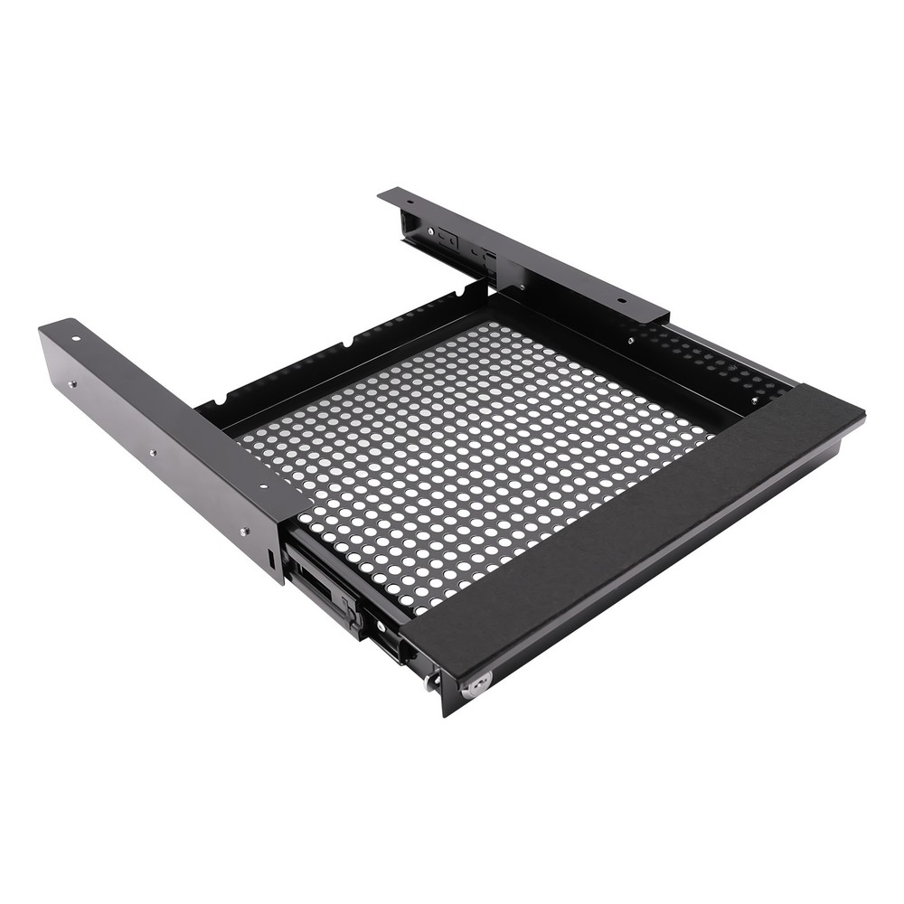 Black Metal Under Desk Locking Sliding Drawer Pull Out Hidden Storage Organizer