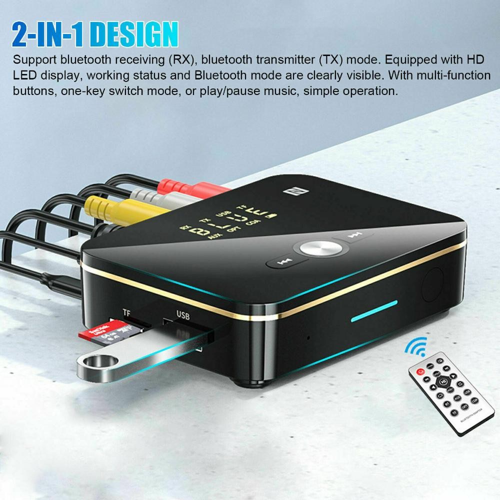 NFC Multi-Function Bluetooth Receiver Wireless 3.5mm AUX to 2RCA Audio Adapter F